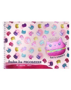 Альбом для рисования ProfPress коты пончики гребень А4 40л Проф-пресс