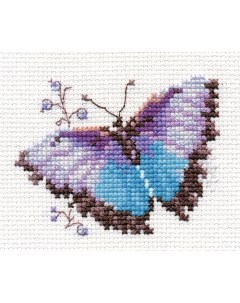 Набор для вышивания Яркие бабочки Голубая 8х6 см Alisa