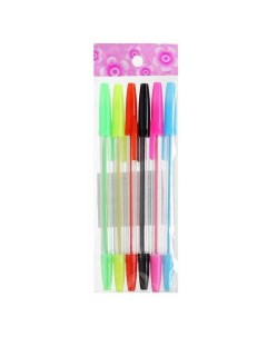Ручка шариковая 6 цветов корпус прозрачный с цветными колпачками 3шт Calligrata