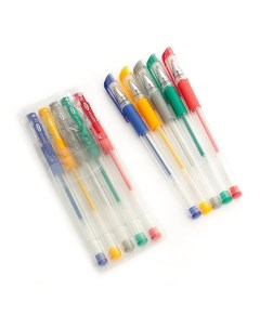 Ручка гелевая 5 цветов металлик с резиновыми держателями МИКС 2шт Calligrata