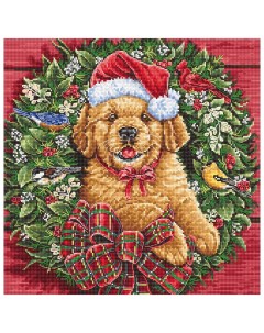 Набор для вышивания LETI арт L8053 Рождественский щенок 26х26 см Letistitch