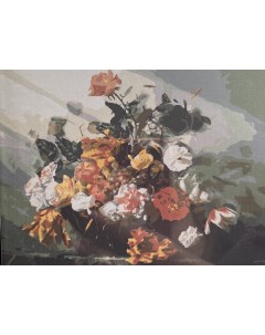 Картина по номерам Цветочно фруктовый натюрморт 50х40 18 цветов Selfica
