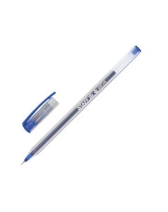 Ручка шариковая масляная Basic синяя корпус матовый игольчатый узел 0 6 мм 50 шт Staff