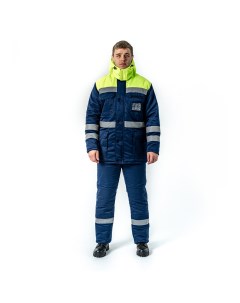 Куртка рабочая мужская утепленная Порт 52 54 рост 170 176 см темно синяя желтая Дарина