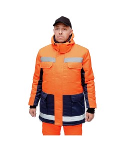 Куртка рабочая мужская утепленная Сигнальщик 52 54 рост 170 176 см темно синяя оранжевая Дарина