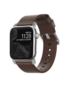 Ремешок кожаный Modern для Apple Watch 42 44 мм Brown with silver hardware Nomad