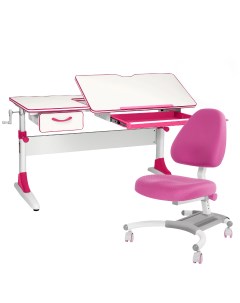 Комплект парта Study 120 белый розовый с розовым креслом Figra Anatomica