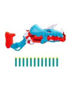 Бластер игрушечный Dinosquad Tricera Blast F0803 голубой оранжевый Nerf