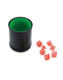 Набор Шейкер для кубиков кожаный с крышкой зелёный кубики Аврора Янтарь Stuff-pro
