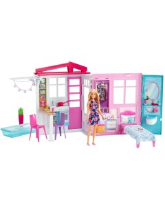 Кукольный домик Уютный коттедж Барби с оборудованием и куклой Iqchina