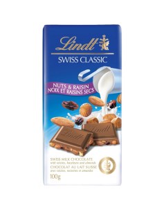 Шоколад молочный Swiss Classic с орехами и изюмом 100г Lindt