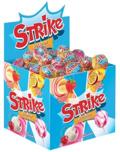 Леденцы Strike карамель на палочке 50шт по 11 3г Ассорти с Strike lollipop