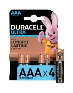 AAA Батарейка Ultra Power LR03 4BL MX2400 4 шт Duracell