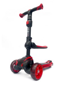 Самокат беговел Moby Black Red со светящимися колёсами 3 в 1 Scooter Micar