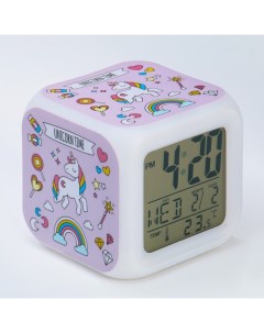 Часы электронные настольные Единорог с подсветкой будильник термометр календарь 8 х Nobrand