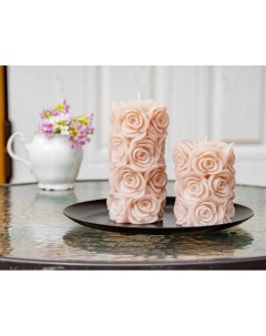 Свеча мерцающие розы розовый шелк 7x10 см арт 216122 розовый шелк Kaemingk