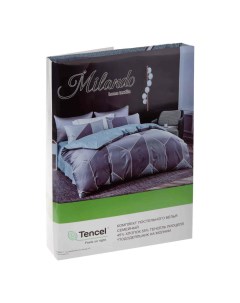 Комплект постельного белья Геометрия семейный тенсель 50 х 70 см серо голубой Milando
