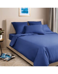 Комплект постельного белья Моноспейс 1 5 сп темно синий Ecotex