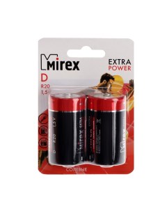 Батарейка солевая Mirex D R20 2BL 1 5В блистер 2 шт 2 шт Nobrand