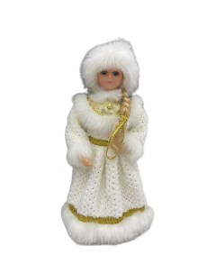 Фигурка Снегурочка в белой с золотом шубе и шапке 40 см Triumph nord