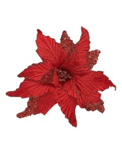 Елочное украшение пуансеттия Cristmasdelux красная 28 см Nobrand