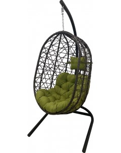 Подвесное кресло коричневое Кокон XL D52 MT005 зеленая подушка Garden story