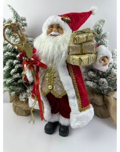 Фигурка новогодняя Дед Мороз в красной шубе с подарками в руке 45х25 Led