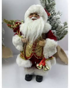 Фигурка новогодняя Дед Мороз в красной шубе с колокольчиками в руке 30х17 Led