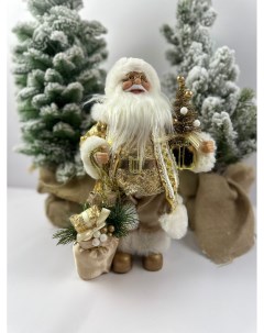 Фигурка новогодняя Дед Мороз в золотой шубе 30х17 Merry christmas