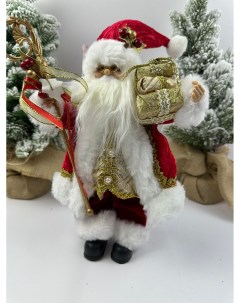 Фигурка новогодняя Дед Мороз в красной шубе с подарками в руке 30х17 Merry christmas