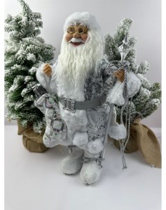 Фигурка новогодняя Дед Мороз в серебристой шубе 45х25 Led