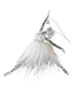 Елочная игрушка Воздушная балерина 1 шт серебристый белый Маркет перекресток