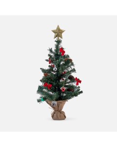 Ель искусственная Christmas Tree с шишками и гирляндой зеленая 60 см Yiwu union