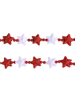 Бусы новогодние Звезды S1767 120 см белый красный Снеговичок
