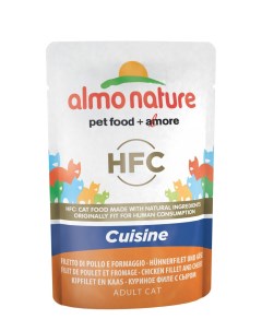 Влажный корм для кошек HFC Cuisine куриное филе и сыр 55г Almo nature