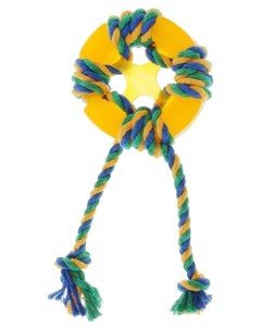 Жевательная игрушка для собак Кольцо Космос с канатом разноцветный 10 см Doglike