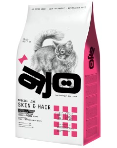 Сухой корм для кошек Skin Hair здоровая кожа лосось и индейка 10 кг Ajo