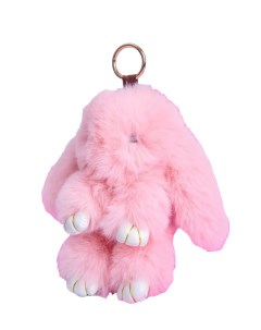 Брелок на сумку кролик из искусственного меха светло розовый Nobrand