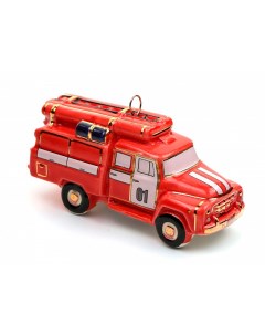 Елочная игрушка Пожарная машина Фарфоровая мануфактура