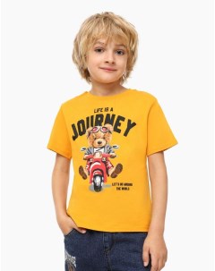 Жёлтая футболка с принтом Bear для мальчика Gloria jeans