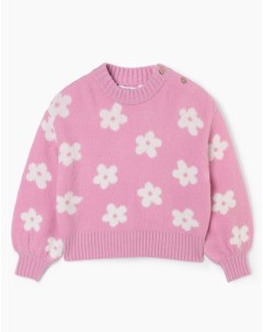 Розовый джемпер oversize с цветочками для девочки Gloria jeans