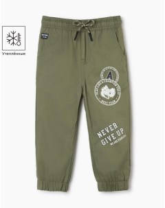 Утеплённые брюки Jogger цвета хаки для мальчика Gloria jeans