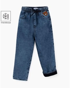 Утеплённые джинсы Straight с нашивкой для мальчика Gloria jeans