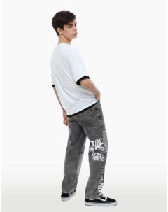 Серые джинсы Straight со вставками для мальчика Gloria jeans
