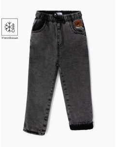 Утеплённые джинсы Straight с нашивкой для мальчика Gloria jeans