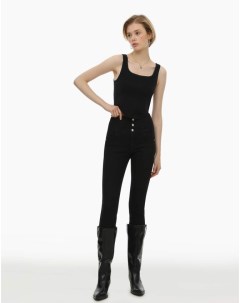 Чёрные джинсы Legging с широким поясом и высокой посадкой Gloria jeans