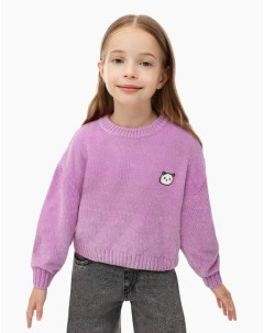 Фиолетовый джемпер oversize с вышивкой для девочки Gloria jeans