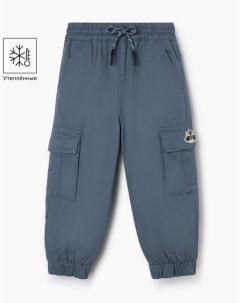 Синие утеплённые брюки Jogger c карманами для мальчика Gloria jeans