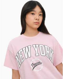 Розовая футболка oversize для девочки Gloria jeans