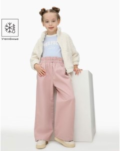 Розовые утеплённые брюки Paperbag для девочки Gloria jeans